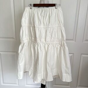 NWT Moon River White Tie Detail Tiered Cotton Skirt Womens Sz Large